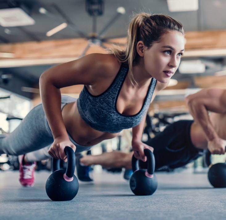 Working out in the gym